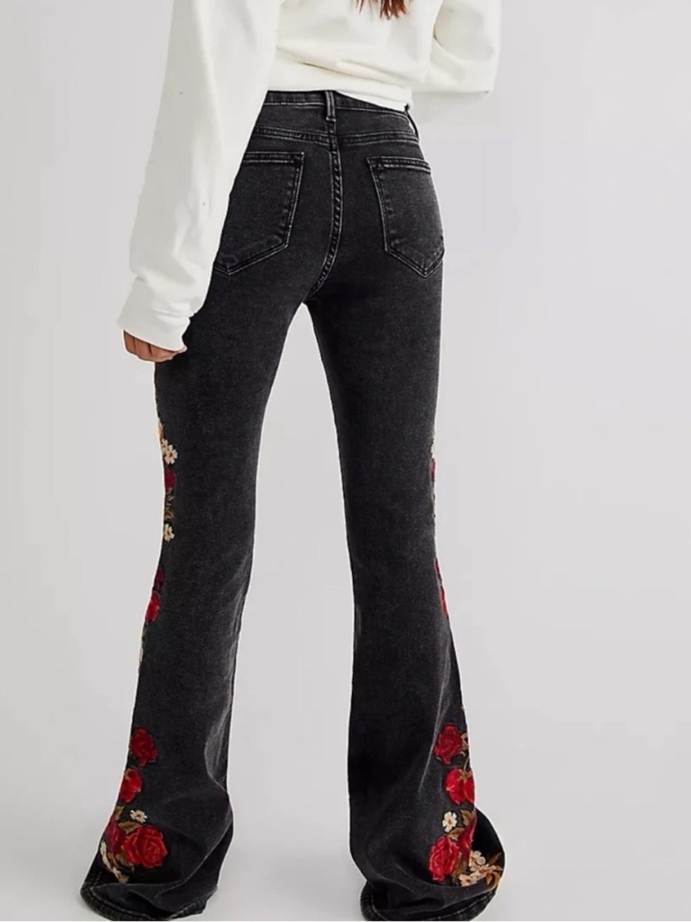 Free People Driftwood Farrah Lovers Lane Flare Jeans 26 - Picture 2 of 10
